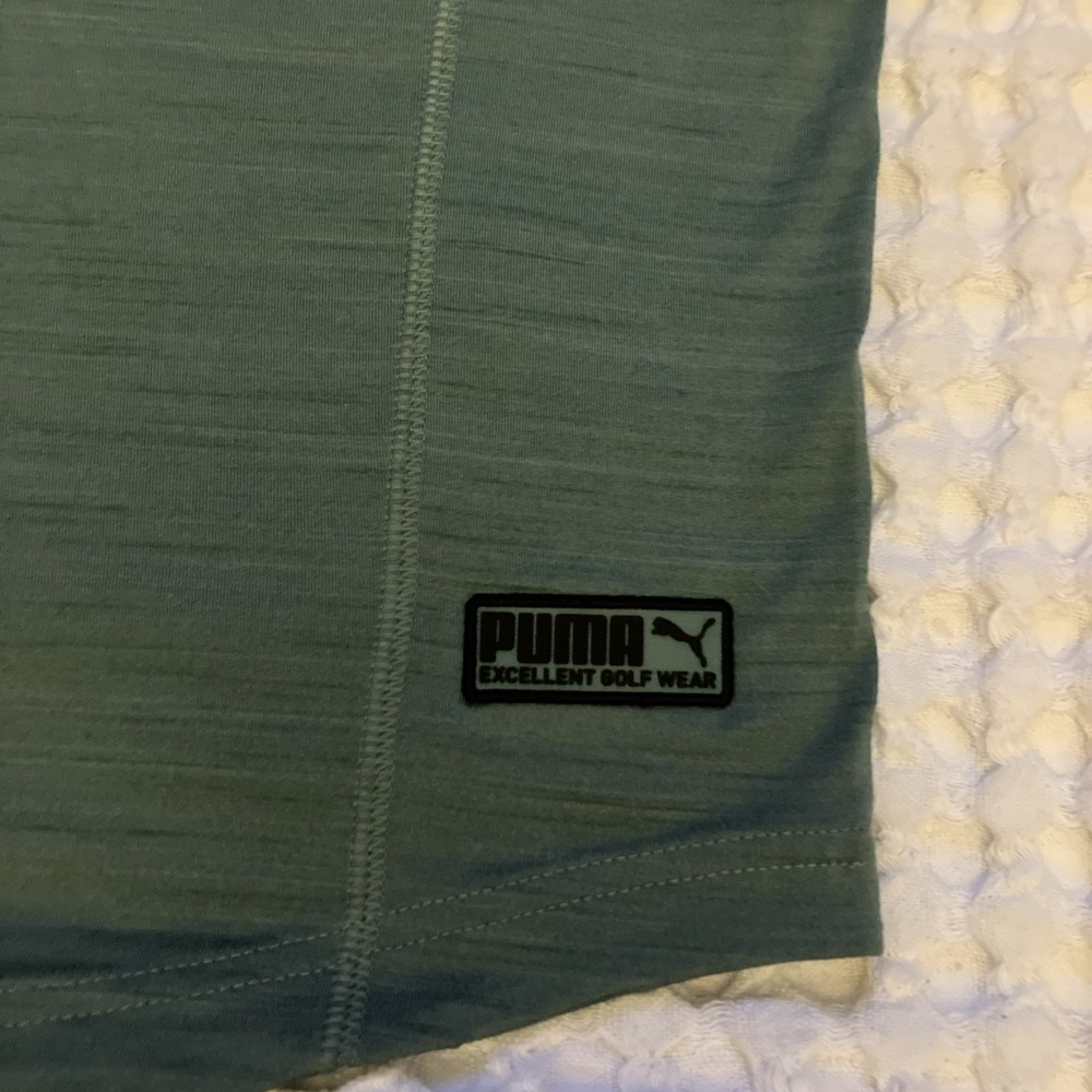 PUMA‎ Golf Green Snap Front Henley Short Sleeve Shirt Men's Sz XL - Picture 2 of 7